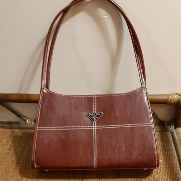 Prada Handbags - Burgundy leather PRADA purse